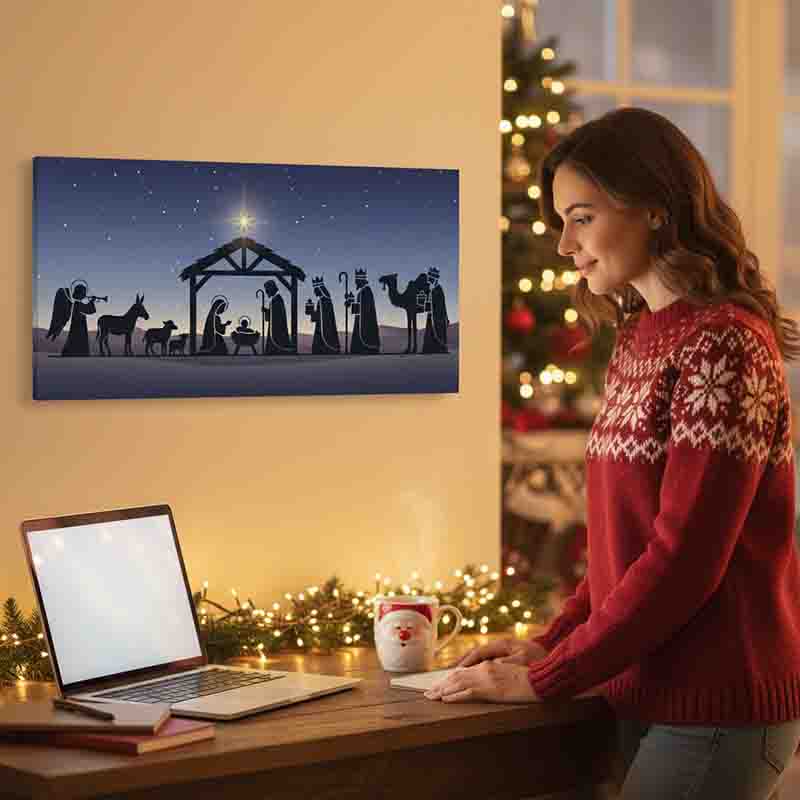 Cuadro decorativo nacimiento navideño moderno Amanecer - Imagen 5
