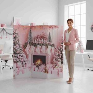 Separador de ambientes madera biombo feliz navidad Navidad en Rosa