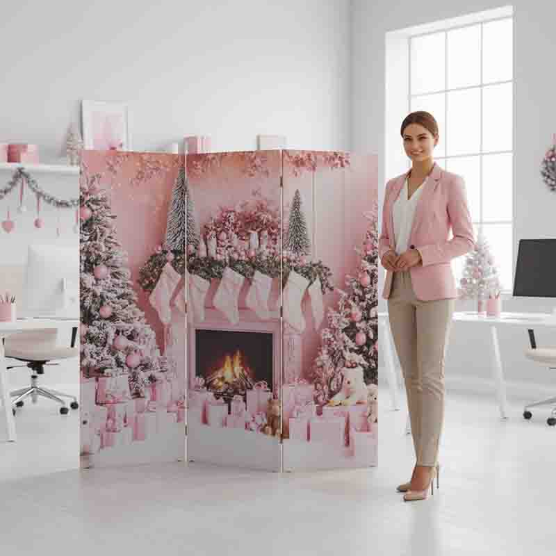 Separador de ambientes madera biombo feliz navidad Navidad en Rosa