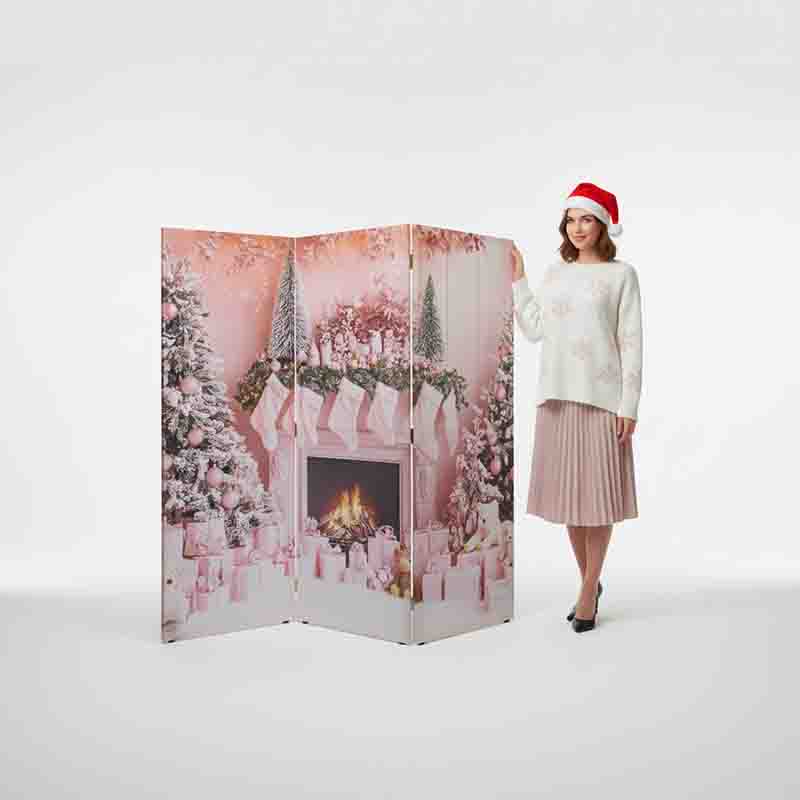 Separador de ambientes madera biombo feliz navidad Navidad en Rosa - Imagen 3