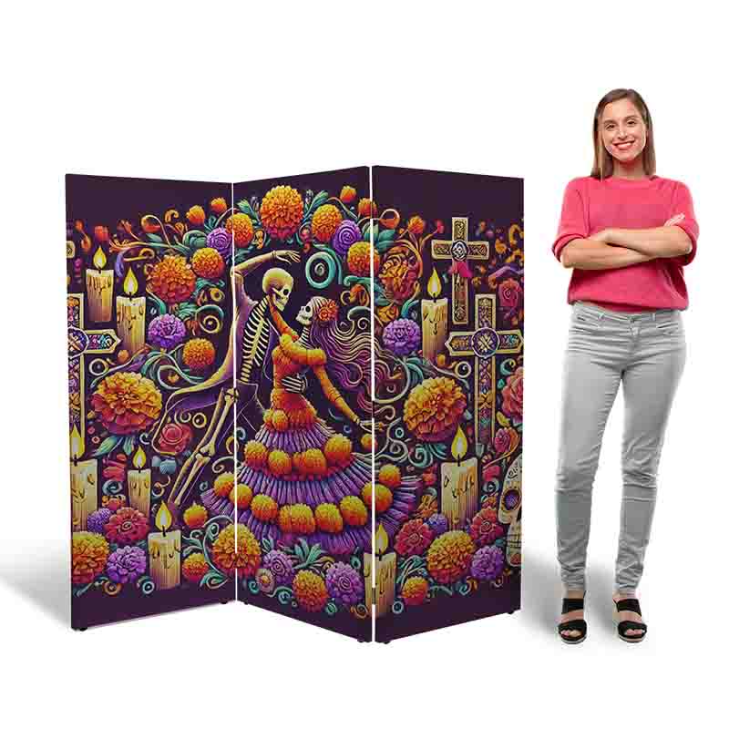 Separador de ambientes madera biombo dia de muertos Mod. Panteón festivo - Imagen 4