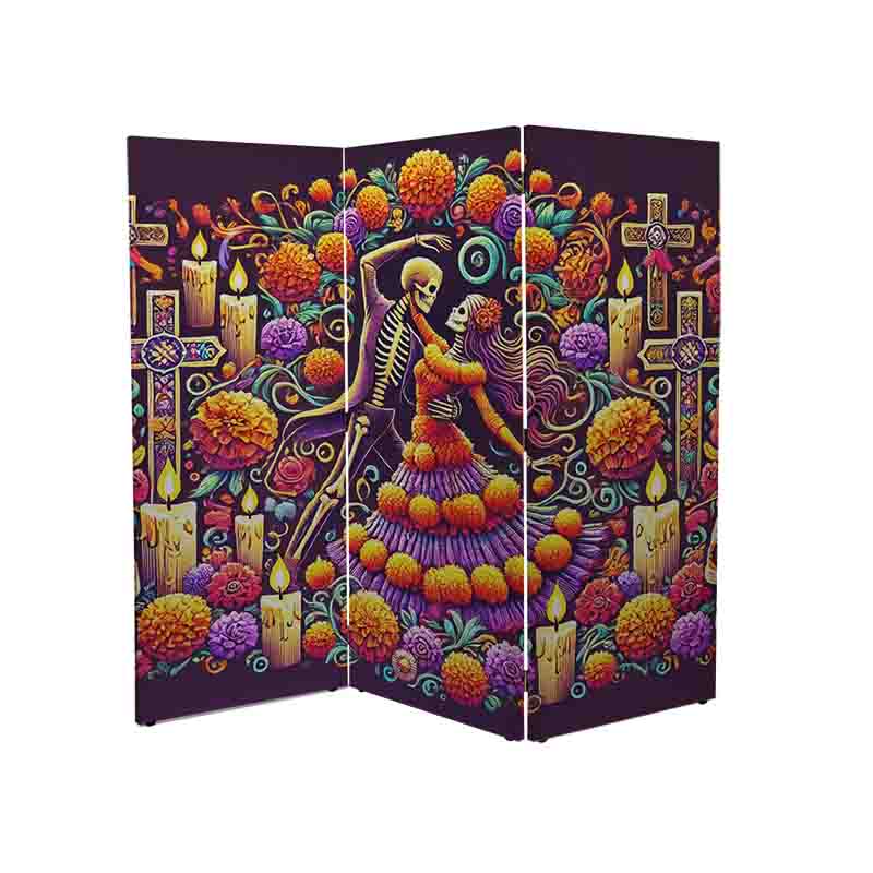 Separador de ambientes madera biombo dia de muertos Mod. Panteón festivo - Imagen 3