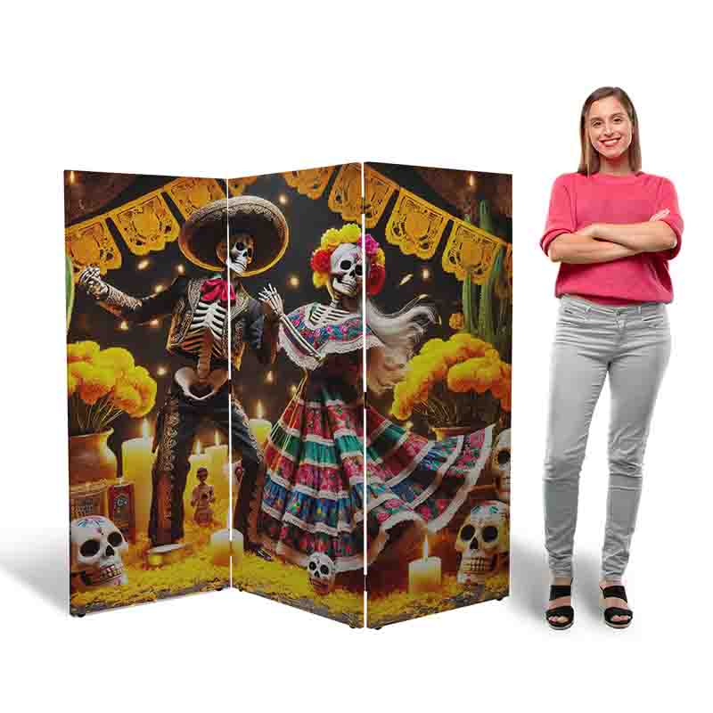 Biombos decorativos de madera dia de muertos Mod. Puente de Flores - Imagen 4