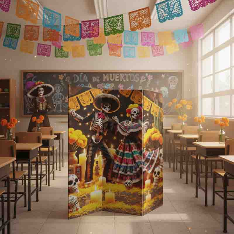 Biombos decorativos de madera dia de muertos Mod. Puente de Flores