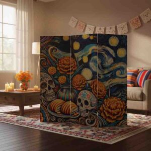 Biombo divisor decorativo dia de muertos  Mod. Reflejos del Más Allá