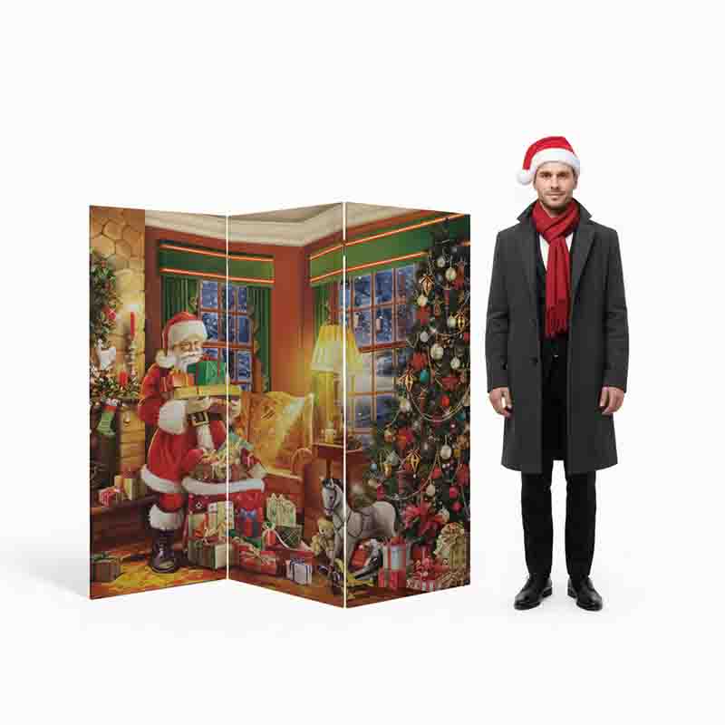 Biombos para separar espacios decorativo navideño Santa Con Regalos - Imagen 3