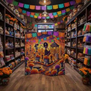 Biombos para separar espacios de madera dia de muertos Mod. Senderos de Velas