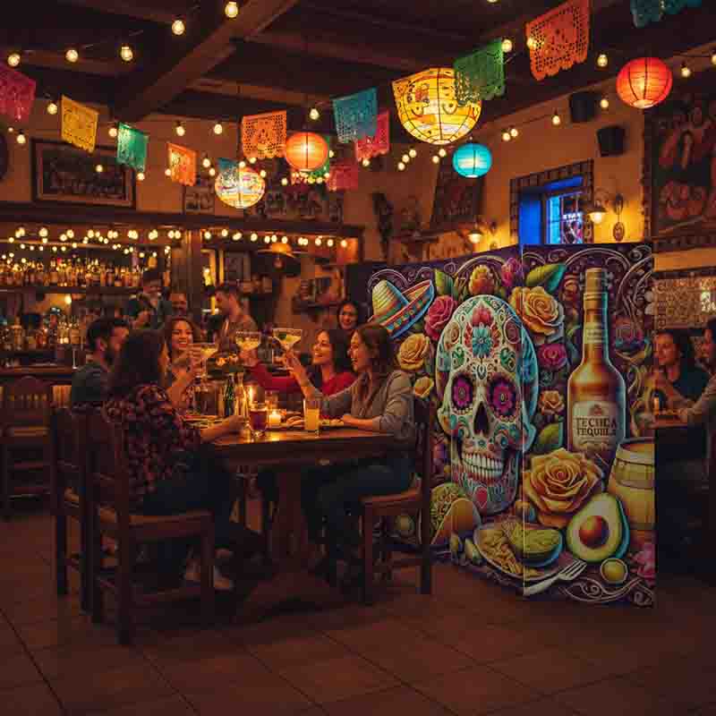 Biombo divisorio plegable dia de muertos Mod. Viento de Tradición