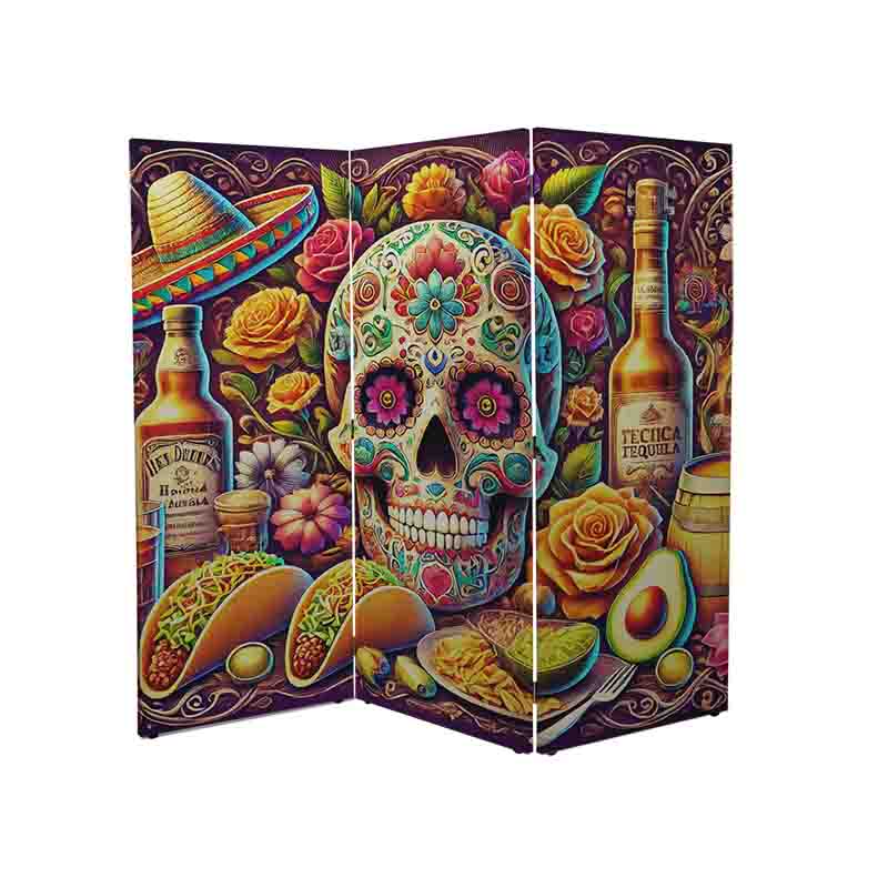 Biombo divisorio plegable dia de muertos Mod. Viento de Tradición - Imagen 3
