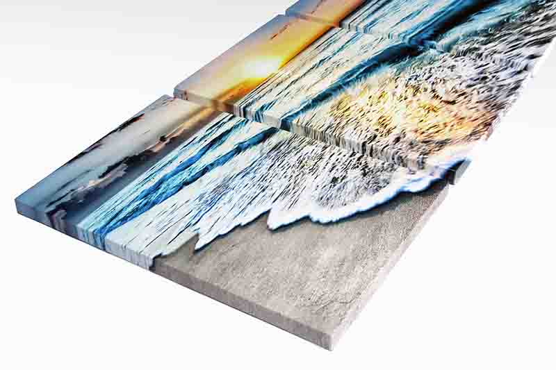 Tríptico Decorativo de Playa en Vinil Atardecer Azul - Imagen 4