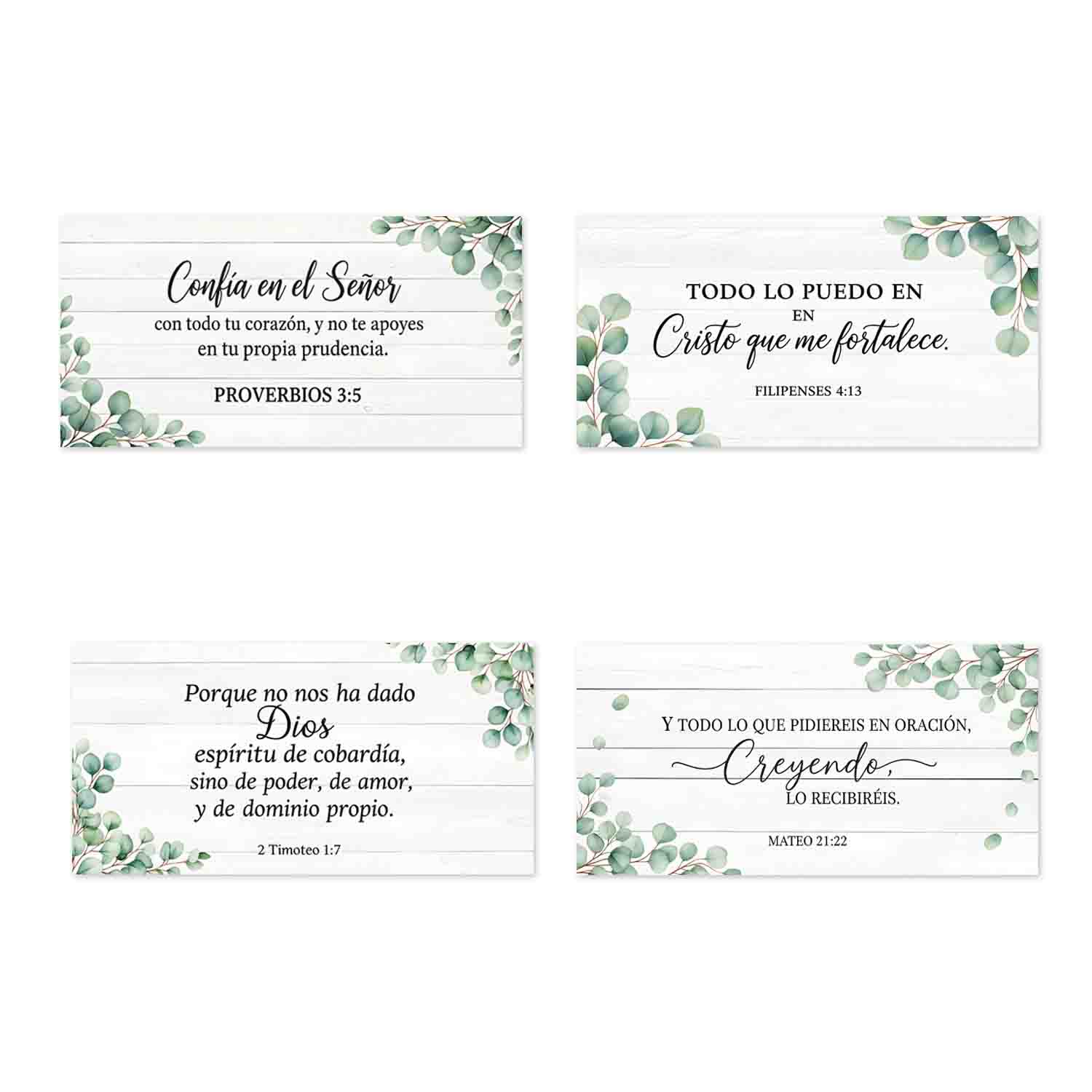 Set de 4 Cuadros Cristianos con Frases Bíblicas en MDF 30x15 cm - Imagen 2