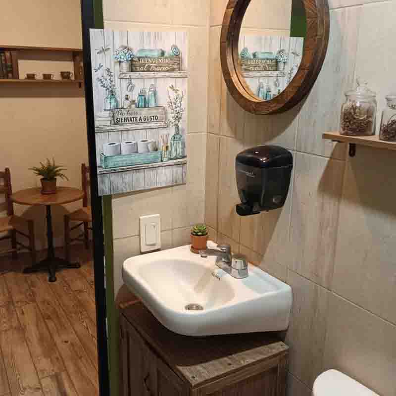 Cuadro Decorativo para Baño Rústico Turquesa 30x45 cm en MDF. - Imagen 3