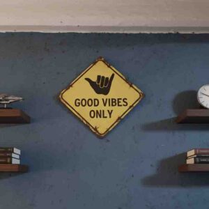 Placa Good Vibes Only Vintage en MDF 30x30 cm para Decoración.