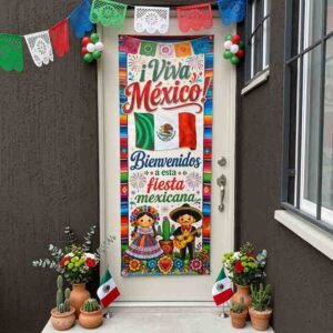 Lona Decorativa para Puerta Fiesta Mexicana 16 de Septiembre 60x160 cm.