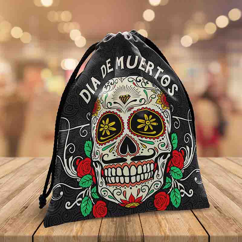 10 Dulceros de Calaveras para Día de Muertos 24x20 cm, Bolsitas de Tela Lavables para Dulces, Recuerdos y Fiesta Mexicana. - Imagen 2