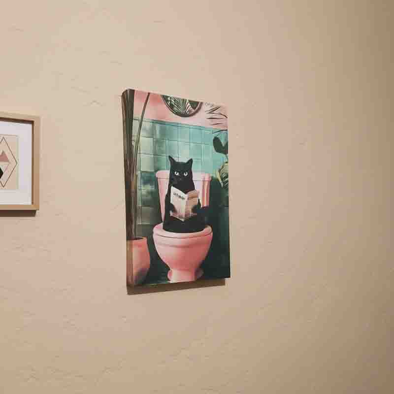 Cuadro Decorativo para Baño Moderno con Gato Negro. - Imagen 2