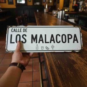 Placa Decorativa Los Malacopa Vintage para Bar 40x15 cm.