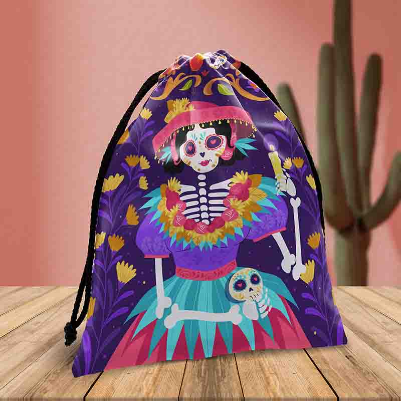 10 Dulceros de Calaveras para Día de Muertos 24x20 cm, Bolsitas de Tela Lavables para Dulces, Recuerdos y Fiesta Mexicana. - Imagen 11