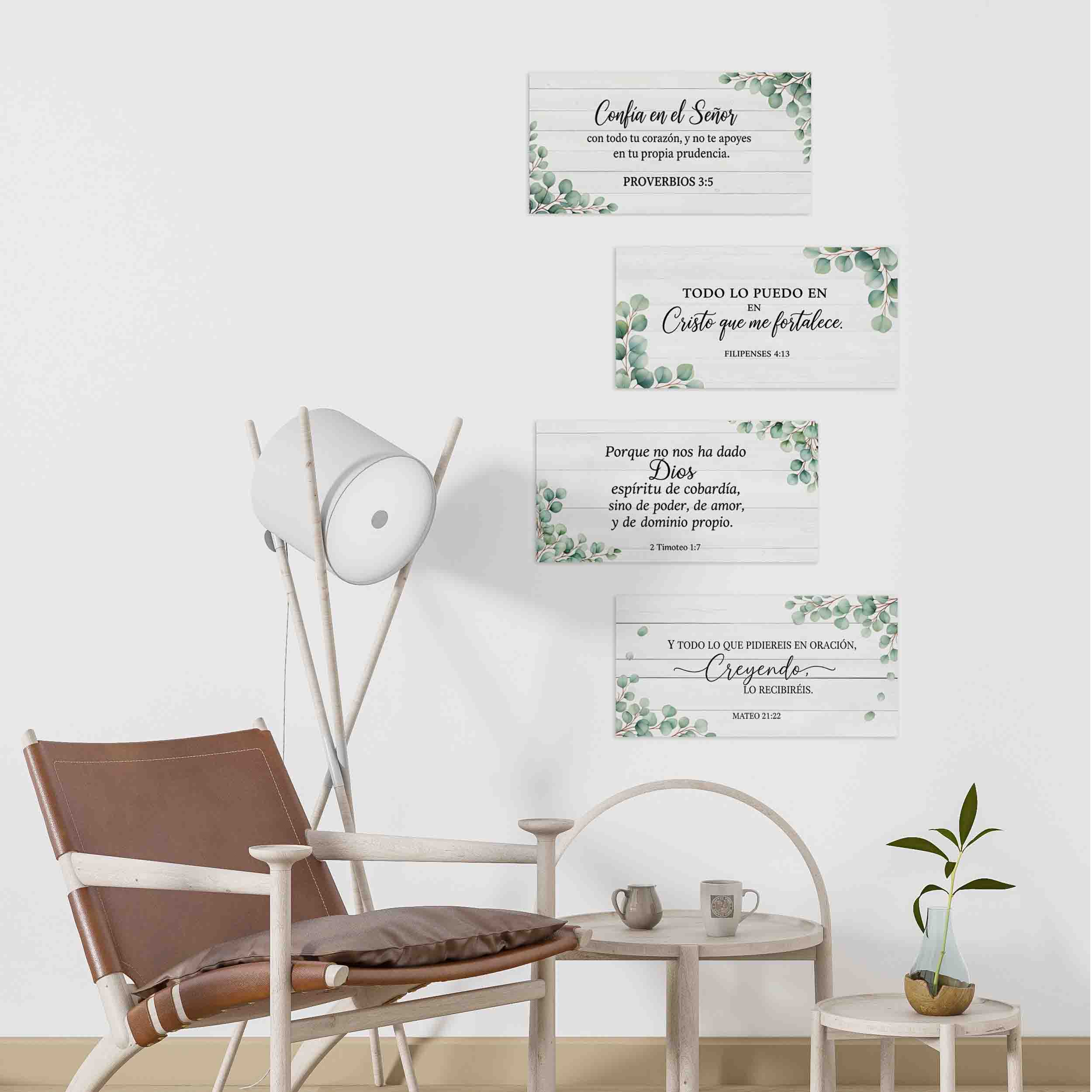 Set de 4 Cuadros Cristianos con Frases Bíblicas en MDF 30x15 cm - Imagen 4