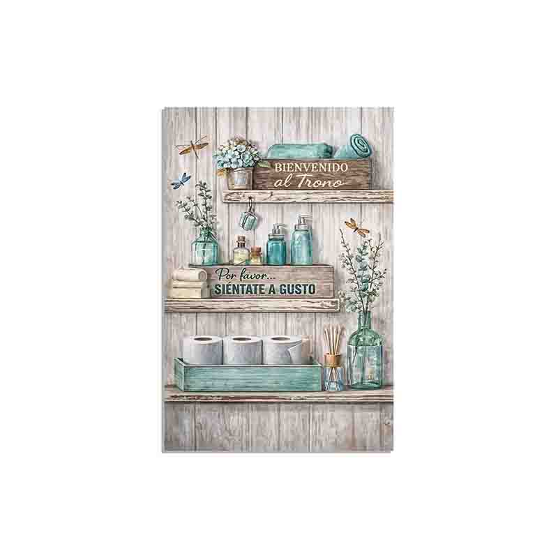 Cuadro Decorativo para Baño Rústico Turquesa 30x45 cm en MDF. - Imagen 2