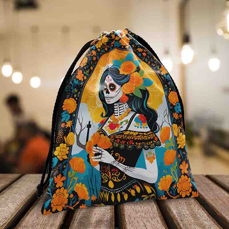10 Dulceros de Calaveras para Día de Muertos 24x20 cm, Bolsitas de Tela Lavables para Dulces, Recuerdos y Fiesta Mexicana. - Imagen 3
