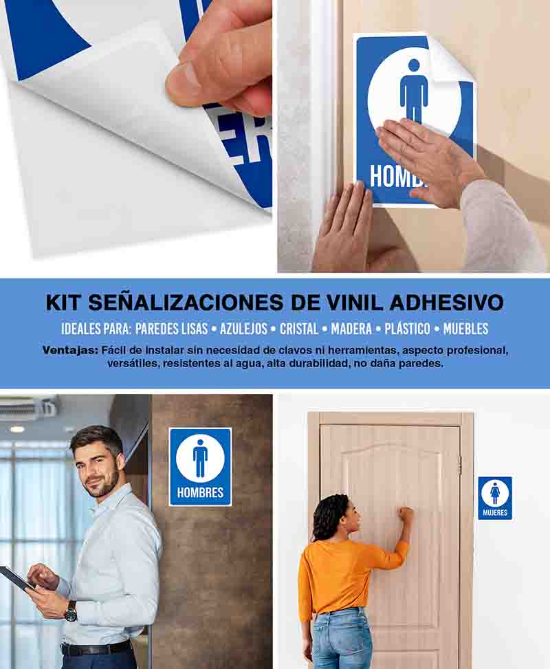 Señalamientos Adhesivos para Baño Hombre y Mujer 2 Piezas 20x25 cm. - Imagen 2