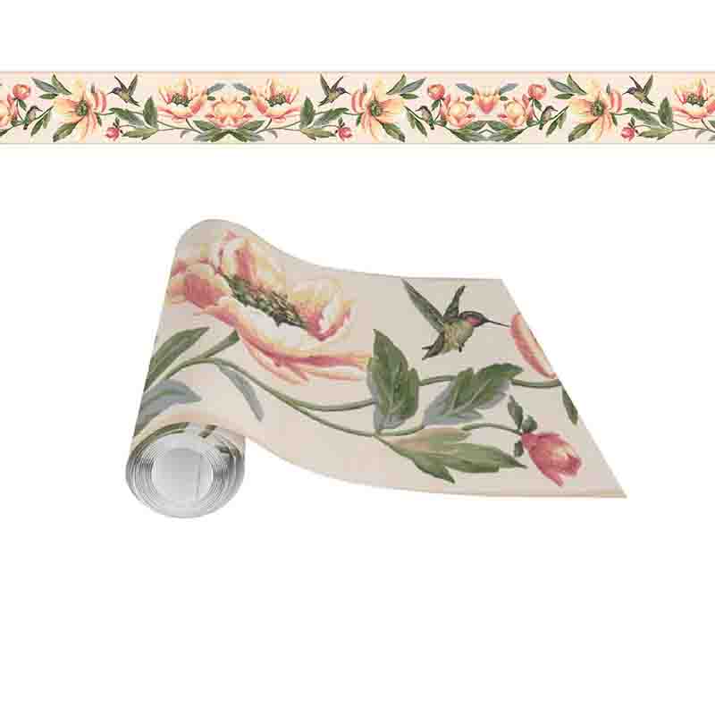 Cenefa Decorativa Autoadherible Colibrí con Flores para Sala y Pared. - Imagen 2