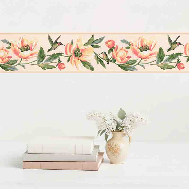 Cenefa Decorativa Autoadherible Colibrí con Flores para Sala y Pared. - Imagen 3