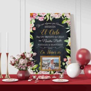Letrero de Recuerdo para Fiestas Familiares Modelo Rosas Desde el Cielo.