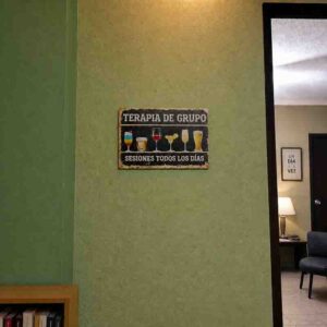 Placa Terapia de Grupo Vintage en MDF 30x20 cm para Bar y Cantina.