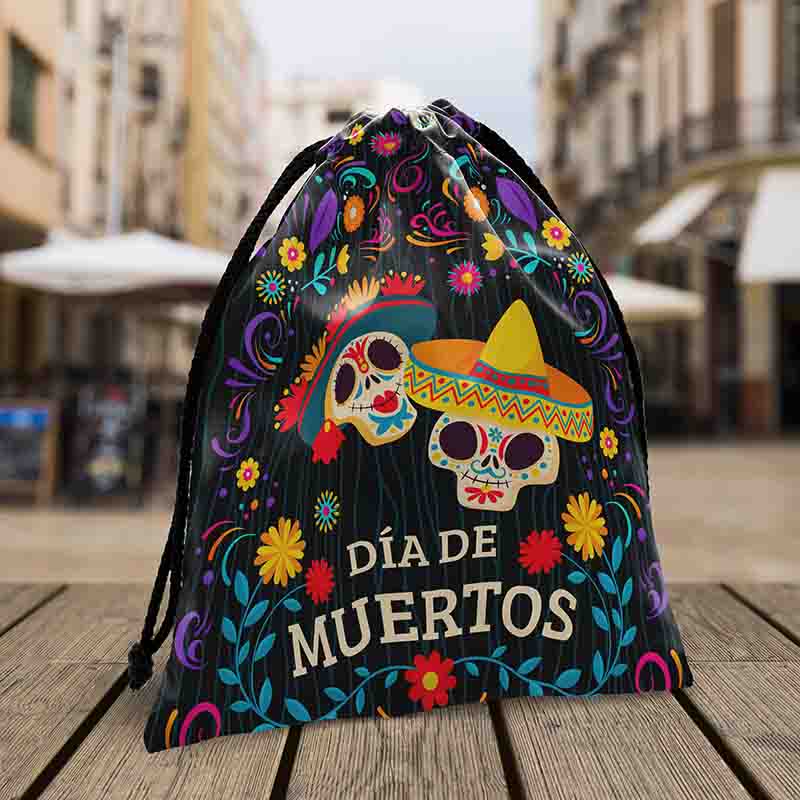 10 Dulceros de Calaveras para Día de Muertos 24x20 cm, Bolsitas de Tela Lavables para Dulces, Recuerdos y Fiesta Mexicana. - Imagen 4