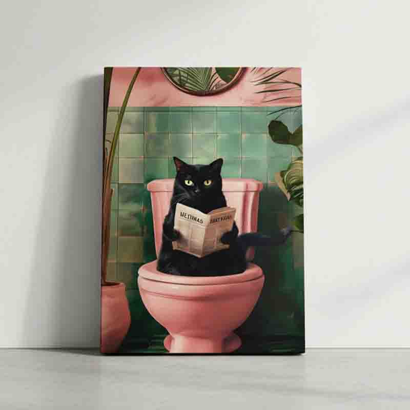 Cuadro Decorativo para Baño Moderno con Gato Negro. - Imagen 4
