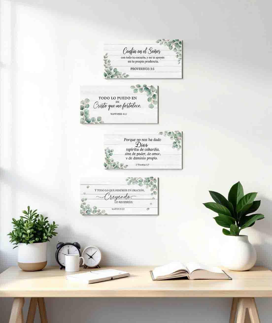 Set de 4 Cuadros Cristianos con Frases Bíblicas en MDF 30x15 cm - Imagen 5