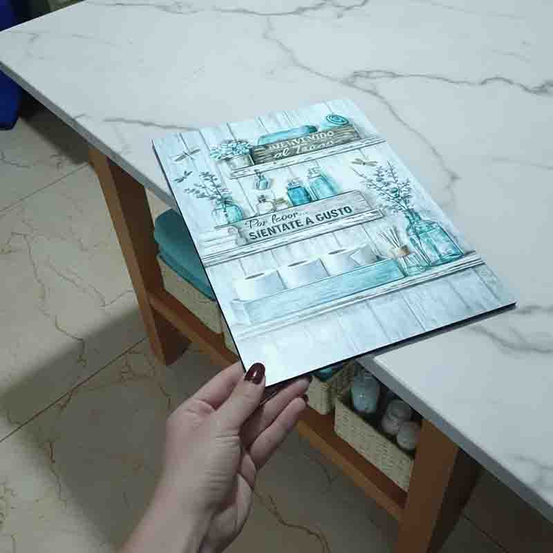 Cuadro Decorativo para Baño Rústico Turquesa 30x45 cm en MDF. - Imagen 5