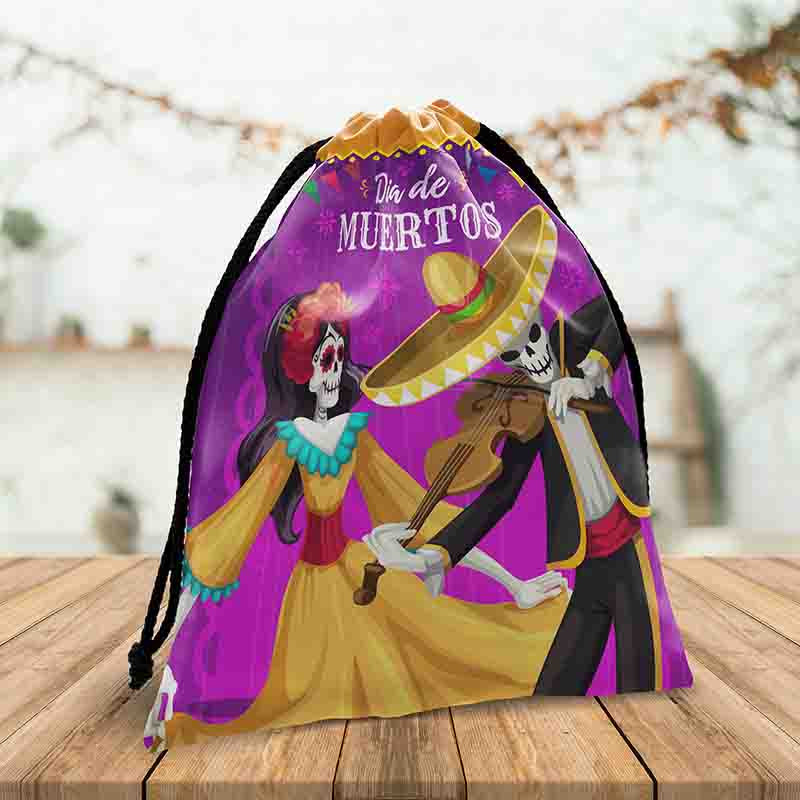 10 Dulceros de Calaveras para Día de Muertos 24x20 cm, Bolsitas de Tela Lavables para Dulces, Recuerdos y Fiesta Mexicana. - Imagen 5