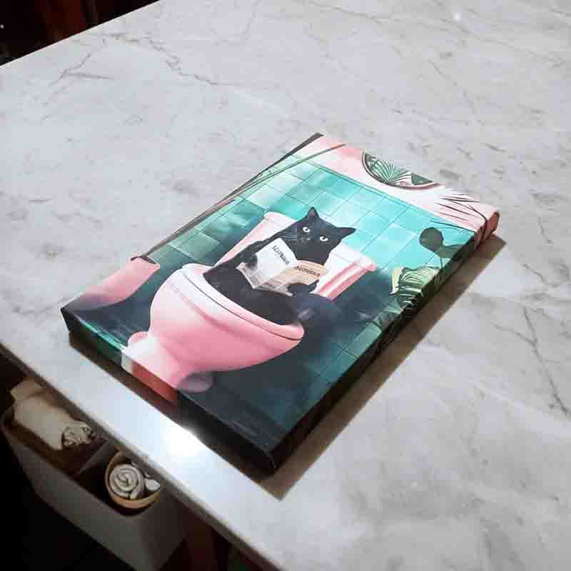 Cuadro Decorativo para Baño Moderno con Gato Negro. - Imagen 5