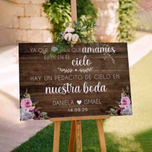 Letrero de Recuerdo para Fiestas Familiares Modelo Madera.