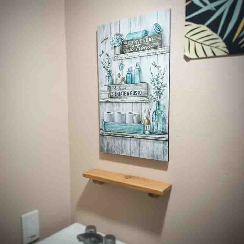 Cuadro Decorativo para Baño Rústico Turquesa 30x45 cm en MDF. - Imagen 6