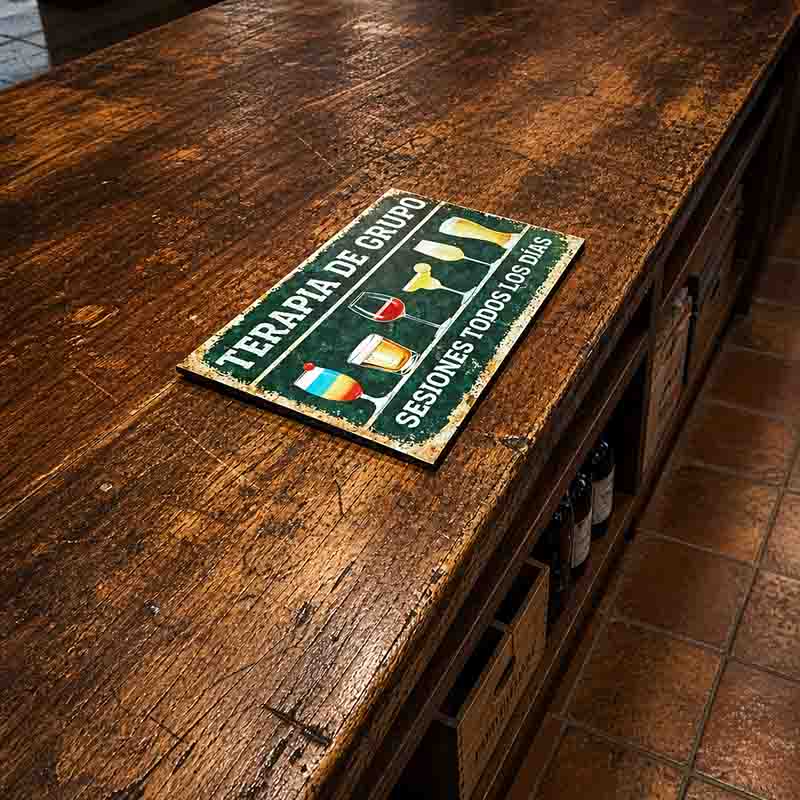 Placa Terapia de Grupo Vintage en MDF 30x20 cm para Bar y Cantina. - Imagen 4