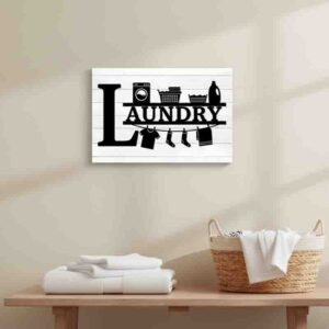 Letrero Decorativo Laundry para Lavandería Farmhouse 30x20 cm.