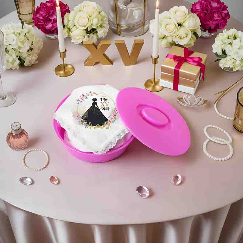 Servilleta de Tela para Quinceañera XV Años con Encaje 45x45 cm. - Imagen 5