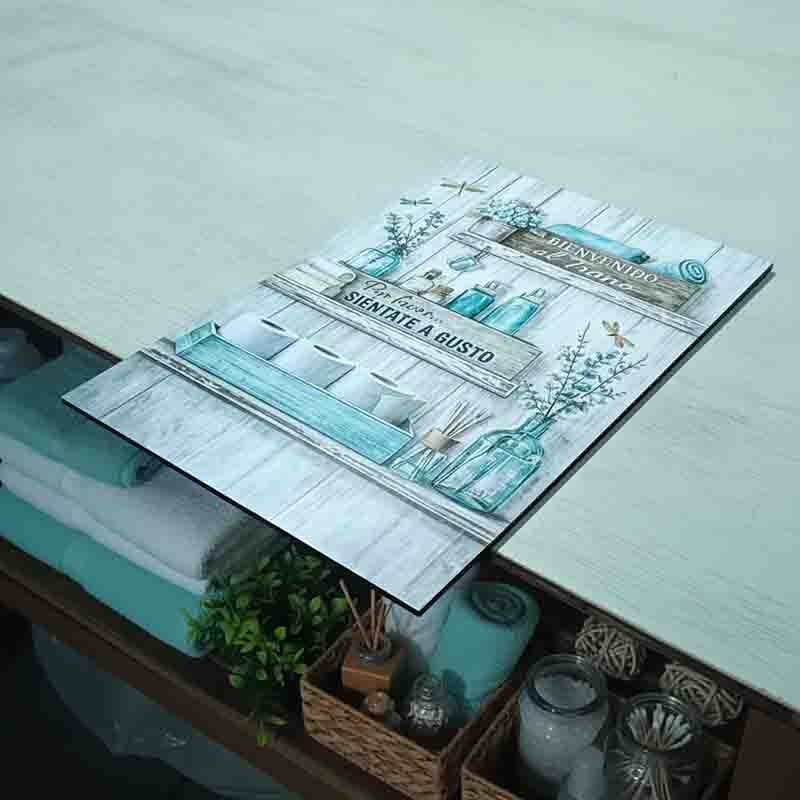 Cuadro Decorativo para Baño Rústico Turquesa 30x45 cm en MDF. - Imagen 7