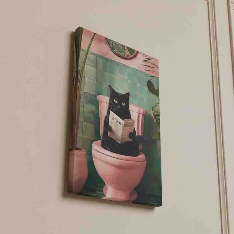 Cuadro Decorativo para Baño Moderno con Gato Negro. - Imagen 7