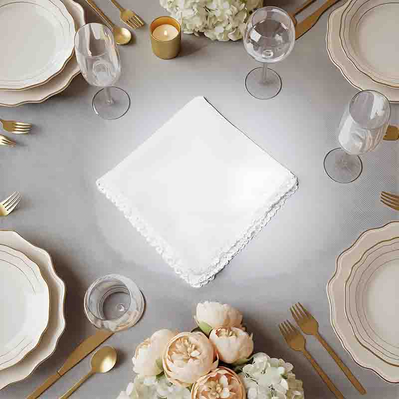 10 Servilletas de Tela Blancas con Encaje para Sublimar. - Imagen 8