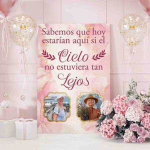 Letreros de Recuerdo para Fiestas Familiares Modelo Mármol Rosa.
