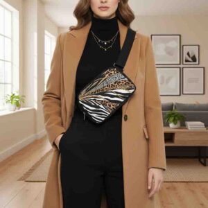 Cangurera Modelo Animal Print Cebra y Leopardo Crossbody Ajustable.