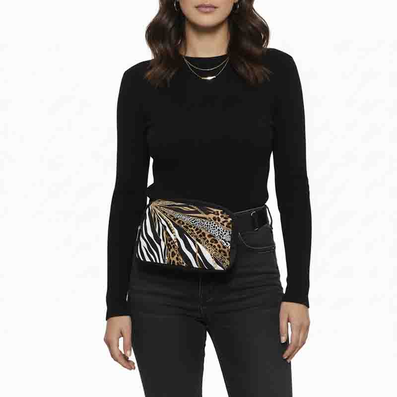 Cangurera Modelo Animal Print Cebra y Leopardo Crossbody Ajustable. - Imagen 4
