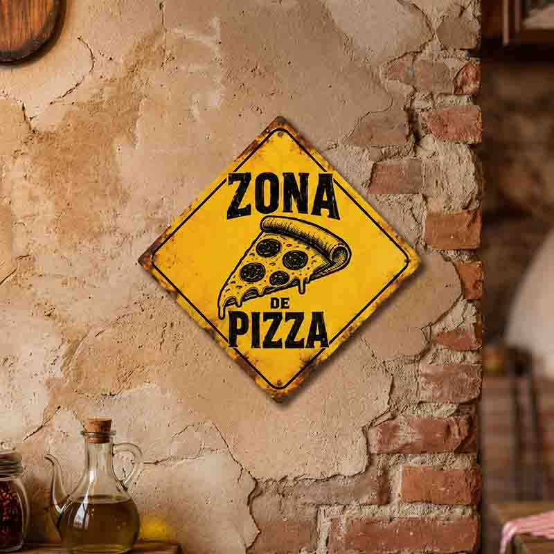 Placa Decorativa Zona de Pizza en MDF para Cocina Pizzería Restaurante Bar 30x30 cm. - Imagen 2