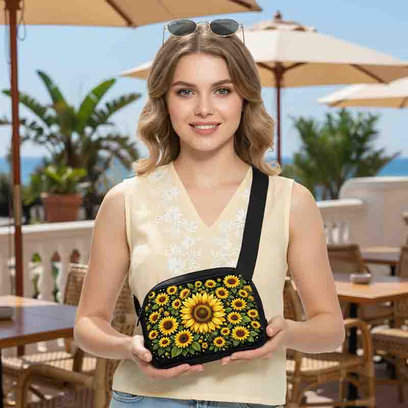 Cangurera Modelo Girasoles Ajustable para Mujer con 2 Compartimentos. - Imagen 2