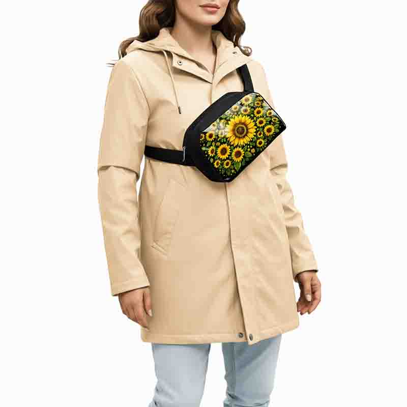 Cangurera Modelo Girasoles Ajustable para Mujer con 2 Compartimentos. - Imagen 5